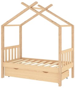 322145 vidaXL Cadru pat de copii, cu un sertar, 70x140 cm, lemn masiv de pin