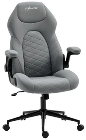 Scaun de birou ergonomic Vinsetto, înălțime reglabilă, 65.5x69.5x112-122 cm, Gri deschis | Aosom Romania