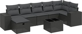 vidaXL Set mobilier de grădină cu perne, 8 piese, negru, poliratan