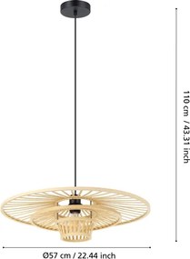 Eglo 44012 - Lustră suspendată LYDNEY, 1xE27/40W/230V, bambus
