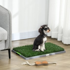 PawHut Toaletă pentru Câini cu Gazon Sintetic, Iarbă de Schimb și Tavă Inferioară pentru Interior și Exterior, 67x41x3.5 cm | Aosom Romania