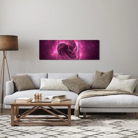 Tablou cu abstracțiune modernă în roz (cu ceas) (90x30 cm)