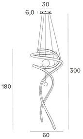 Lustră LED dimabilă pe cablu MAXLIGHT P0483D RITZ LED/100W/230V d. 60 cm CRI 90 alamă