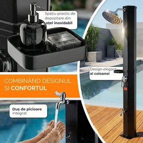 Duș solar cu capac HAVANA, 60 l, negru Casaria