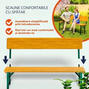 Set de masă pentru bere PRAKTIK cu spătar, 170cm, maro Jurhan