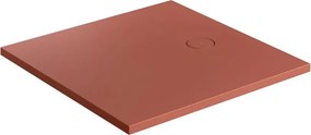 Cadita de dus compozit Omnires AquaRock M+ patrata terracotta mat 80x80 cm