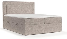 Pat boxspring maro deschis cu spațiu de depozitare 140x200 cm Imagine – Maison de Rêve
