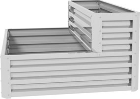 Outsunny Jardinieră Exterioară din Oțel Galvanizat cu Design în Trepte și Bază Deschisă pentru Culturi Plante 120x101x58 cm Argintiu | Aosom Romania