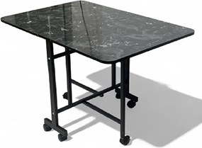 Masa Bucatarie pliabila cu roti Homs negru marmorat 120 x 80 x 74 cm