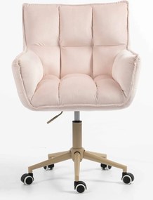 HR560K Scaun Catifea Roz Pudra cu Bază Crem