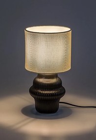 Lampa de masa ceramica neagra abajur alb Glimo