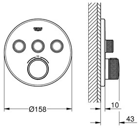 Baterie cada sau dus termostatata Grohe SmartControl negru mat