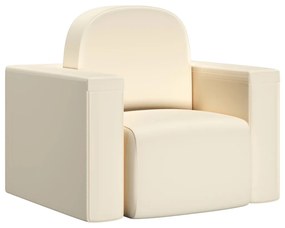 325516 vidaXL Canapea pentru copii 2-în-1, alb, piele ecologică