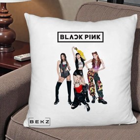 Perna Personalizata K-pop BLACKPINK Fotografie de Grup, 40x40 cm, Alb Pufos, Husa Detasabila, Perna Inclusa, BEKZ®