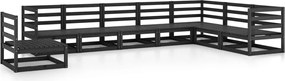 vidaXL Set mobilier de grădină, 8 piese, negru, lemn masiv de pin