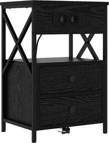 vidaXL Dulap de noapte Stejar Negru 40 x 31 x 60 cm Lemn compozit