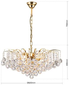 Candelabru cristal Asfour design lux KRISTALL KLASSISCH 9L gold/clear