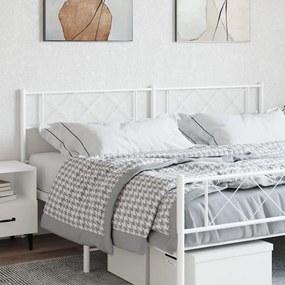 372364 vidaXL Tăblie de pat metalică, alb, 200 cm