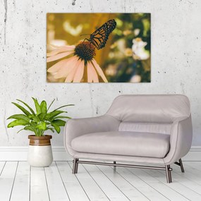 Tablou cu fluture pe floare (90x60 cm)