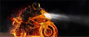 Tablou - Motociclist cu flăcări (120x50 cm)