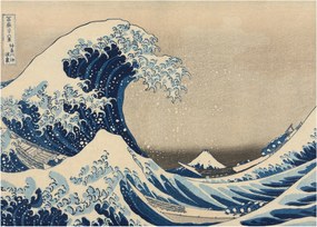 Tablou pe sticlă - Katsushika Hokusai, Under the Wave off Kanagawa, reproducere (70x50 cm)