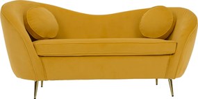 Canapea cu 2 locuri de design, ţesătură Velvet galbenă/gold crom auriu, EZIO TYP 2