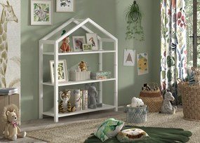 Bibliotecă în formă de Căsuță, Alb, MDF – Dallas – Vipack