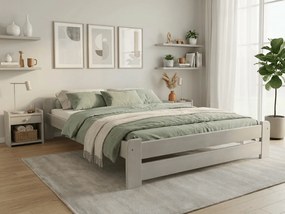 Pat Emily 140x200 cm, alb Saltele: Cu saltele Deluxe 10 cm, Somiera pat: Cu lamele drepte