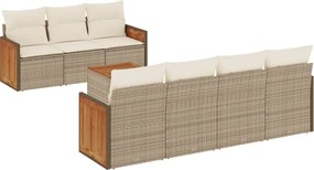 vidaXL Set canapele de grădină, 8 piese, cu perne, bej, poliratan