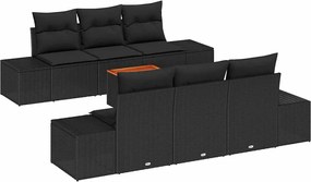 vidaXL Set de canapele pentru grădină 7 pcs Negru poliratan