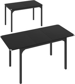 HOMCOM Masă de Grădină Extensibilă pentru 4-6 Persoane cu Picioare din Oțel, 160x70x75 cm, Negru | Aosom Romania