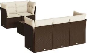 vidaXL Set canapele de grădină cu perne, 6 piese, maro, poliratan