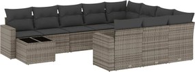 vidaXL Set canapele de grădină cu perne, 11 piese, gri, poliratan