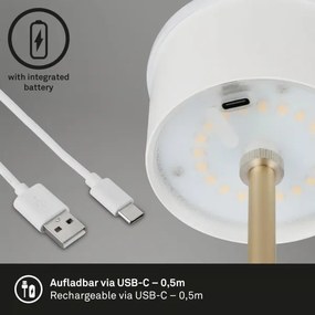 Brilo - Lampă de masă LED KIKI, reîncărcabilă, cu control tactil, 2,6W/5V, IP44, 2600 mAh, maro
