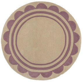 Covor mov/în culoare naturală țesut manual rotund din lână ø 120 cm Lois Scallop – Flair Rugs