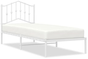 373830 vidaXL Cadru de pat metalic cu tăblie, alb, 90x190 cm