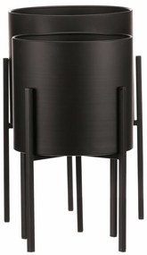 Set suporturi din metal pentru flori Interier, negru, 2 buc.
