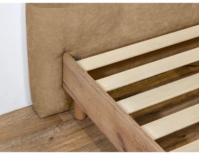 Pat matrimonial bej tapițat cu somieră 180x200 cm Kumo – Bobochic Paris