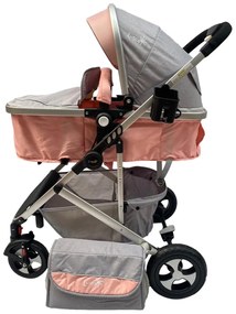 Carucior 2 in 1 reversibil si transformabil, landou sport si geanta cadou - Roz - CPC-08-roz