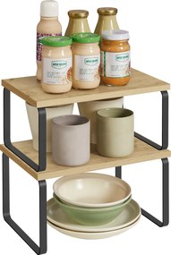 Set 2 etajere de bucatarie MARZO, stejar artisan/neagra