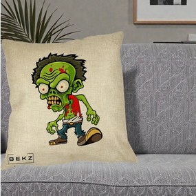Perna Decorativa Zombie Halloween, 40x40 cm, Crem, Husa Detasabila, Perna Inclusa, BEKZ®