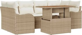 vidaXL Set de canapele pentru grădină 7 pcs Bej Rattan poli