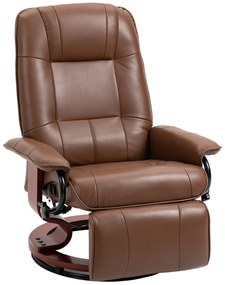 HOMCOM Fotoliu de relaxare, 145° reglabil, suport de picioare ajustabil, piele ecologică, 360° rotativ, până la 120 kg, Maro | Aosom Romania