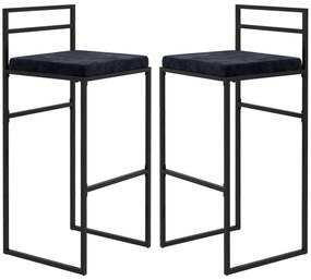HOMCOM Lot de 2 taburete de bar taburete înalte pernă de șezut din catifea suport pentru picioare înălțime 74 cm negru | Aosom Romania