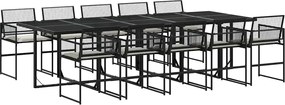 vidaXL Set mobilier de exterior cu perne, 11 piese, negru, poliratan