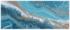 Tablou - Marmură bleu cu aur I. (120x50 cm)