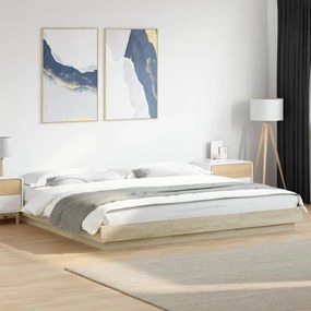 vidaXL Cadru de pat, stejar sonoma, 200x200 cm, lemn prelucrat