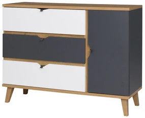 Comodă Mimone K1D3SZ (Stejar auriu + Alb mat + grafit). 1051784