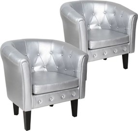 MIADOMODO MIADOMODO Set de fotolii Chesterfield, argintiu