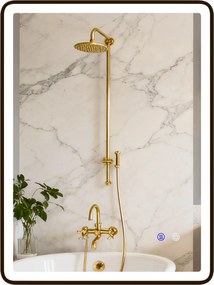 HOMCOM Oglindă baie LED Anti-aburire Oglindă machiaj dimabilă cu iluminare 80 x 60 cm Ramă neagră | Aosom Romania